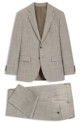 Two-piece slim-fit suit in a patterned wool-silk blend 1