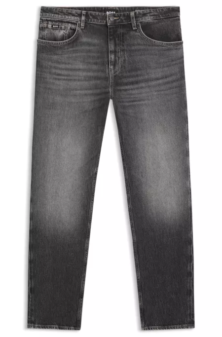 Maine Regular-Fit Jeans aus schwarzem Stretch-Denim