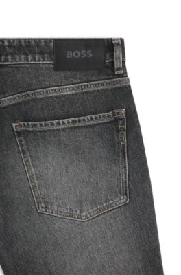 Maine regular-fit jeans in black stretch denim, Grey