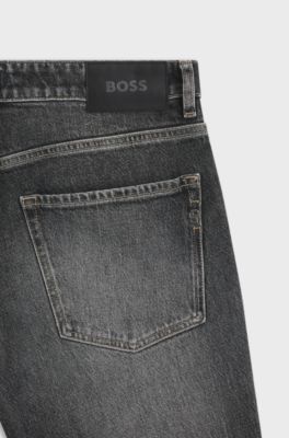 Maine regular-fit jeans in black stretch denim, Grey