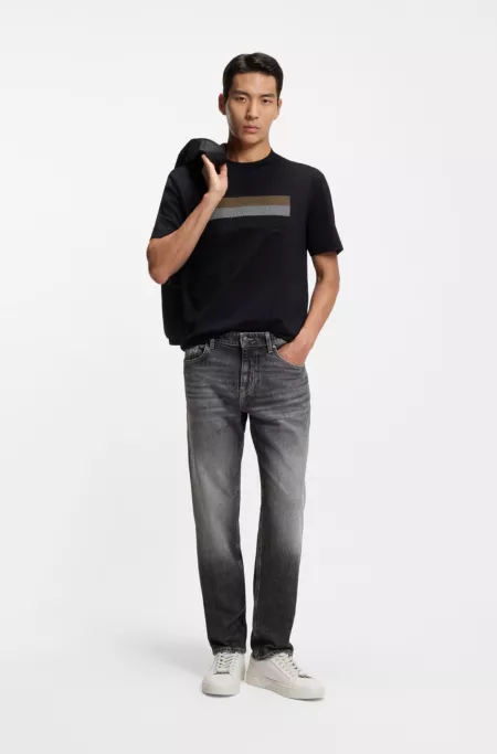 Maine regular-fit jeans in black stretch denim