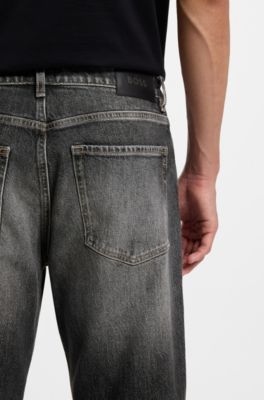 Maine regular-fit jeans in black stretch denim, Grey