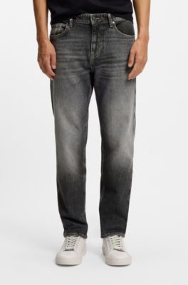 Maine regular-fit jeans in black stretch denim, Grey