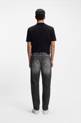 Maine Regular-Fit Jeans aus schwarzem Stretch-Denim, Grau