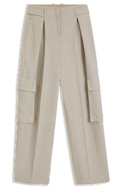 Regular-fit trousers in a herringbone linen blend