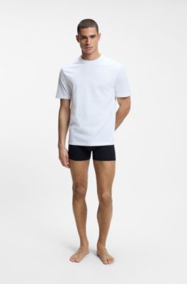 Paquete de tres camisetas de algod&oacute;n con cuello redondo, Blanco
