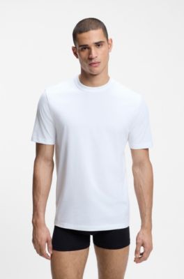 Paquete de tres camisetas de algod&oacute;n con cuello redondo, Blanco
