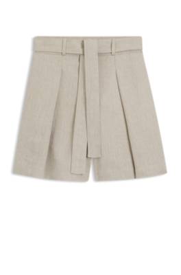 Relaxed-fit linen-blend culottes with herringbone weave 1