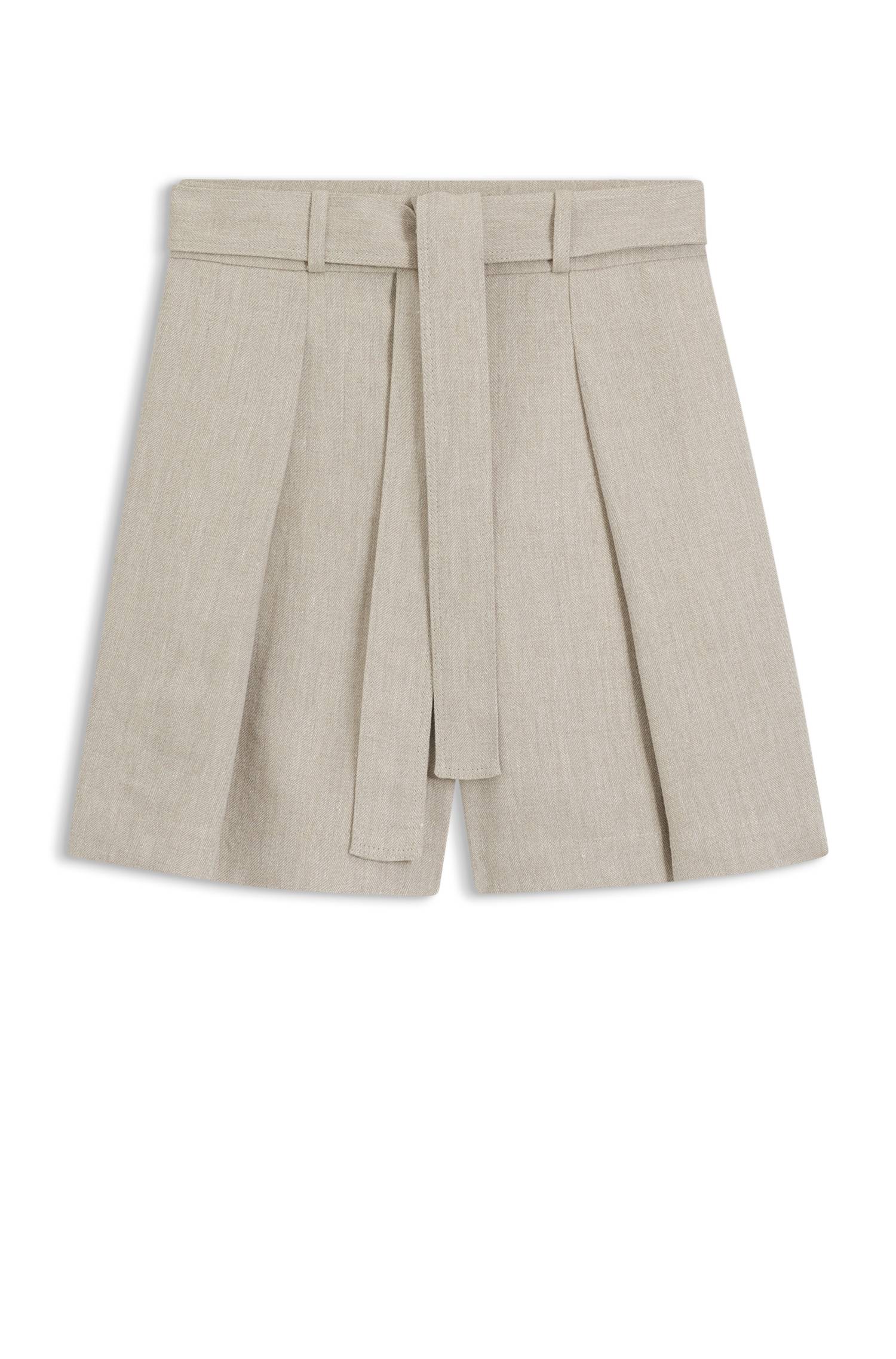 Boss Relaxed-fit linen-blend culottes with herringbone weave byxor – bild 4