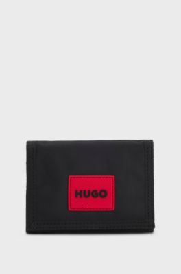 Portafoglio con patch logo rosso in confezione regalo, Nero