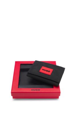 Gift-boxed wallet with red logo patch, Black