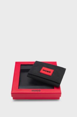 Portemonnee met rode logopatch, in een cadeaubox, Zwart