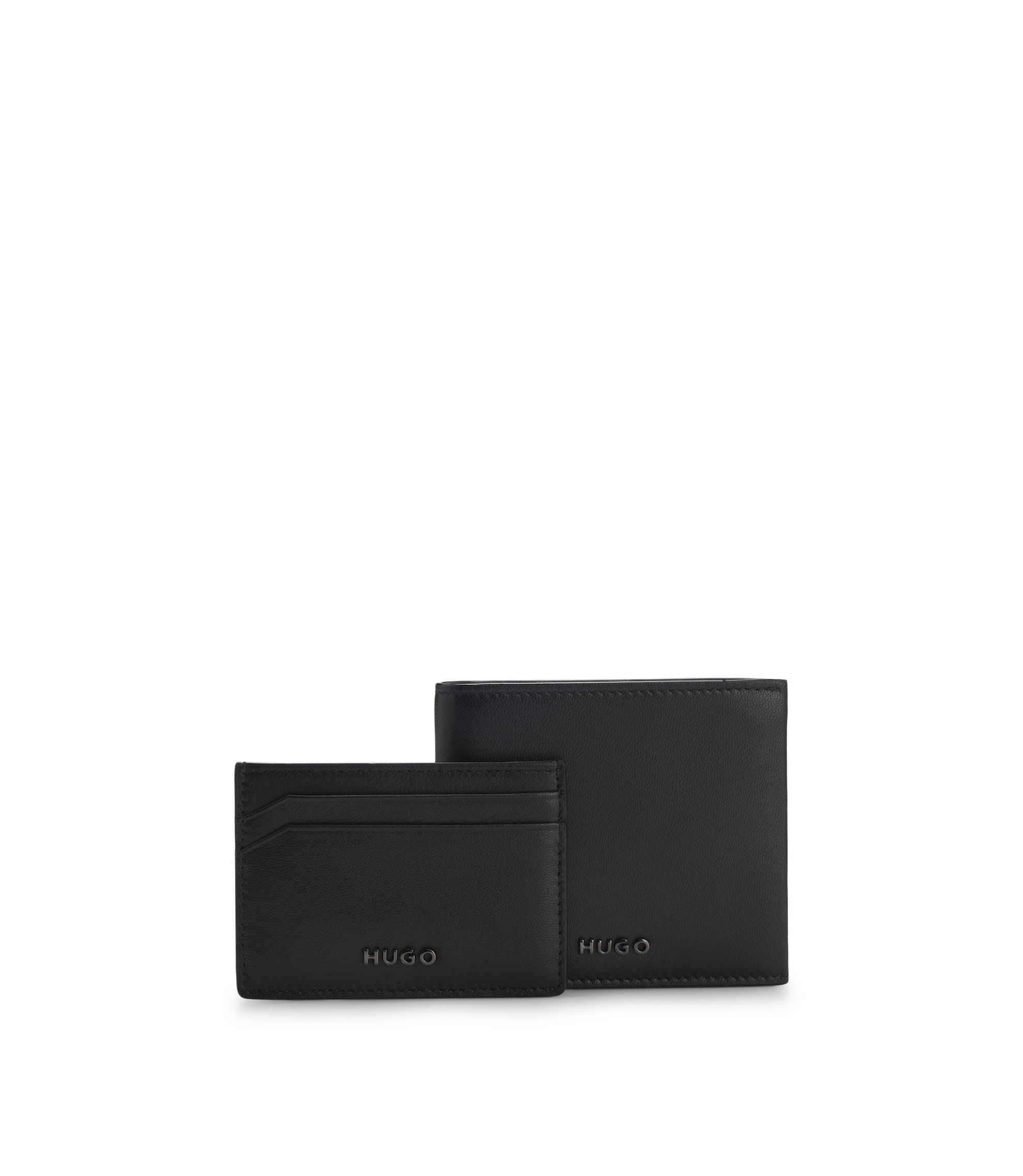 Geschenk-Set aus Geldbörse und Kartenetui aus Leder mit Logo