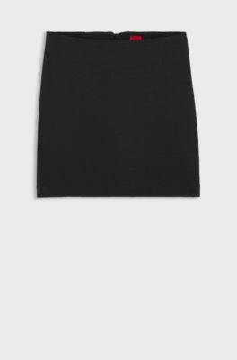 Mini skirt in boucl&eacute; fabric, Black
