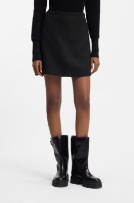 Mini skirt in boucl&eacute; fabric, Black