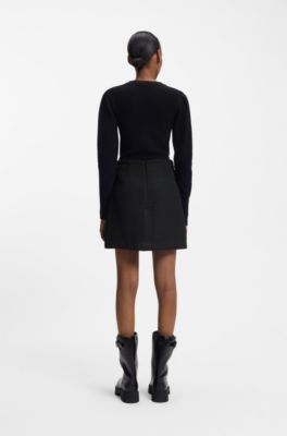 Mini skirt in boucl&eacute; fabric, Black