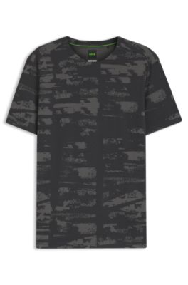 Active Slim-fit T-shirt with jacquard pattern, Black / Grey