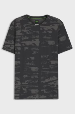 Active Slim-Fit T-Shirt mit Jacquard-Muster, Schwarz / Grau