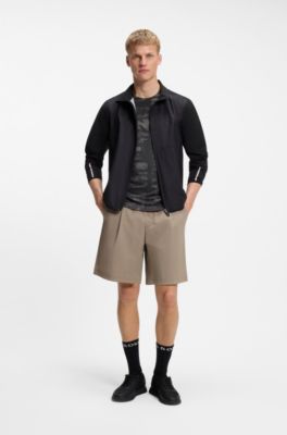 Active Slim-Fit T-Shirt mit Jacquard-Muster, Schwarz / Grau