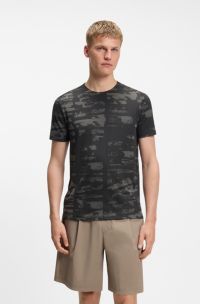 Active Slim-fit T-shirt with jacquard pattern, Black / Grey
