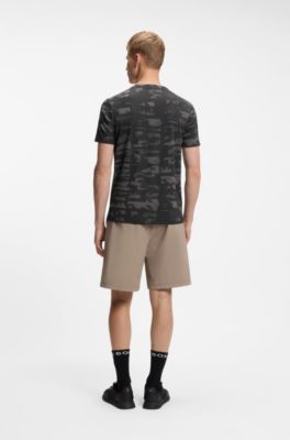 Active Slim-Fit T-Shirt mit Jacquard-Muster, Schwarz / Grau