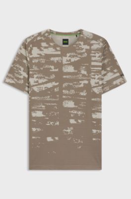 Active Slim-fit T-shirt with jacquard pattern, Light Brown