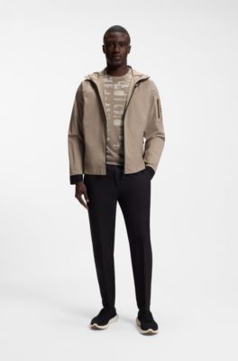 T-shirt slim fit con motivo jacquard, Marrone chiaro