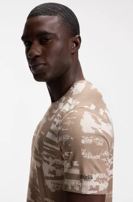 Slim-fit T-shirt with jacquard pattern