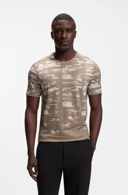 Slim-fit T-shirt with jacquard pattern