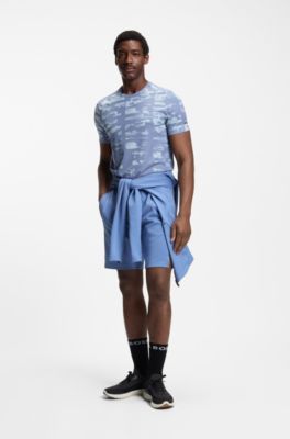 Active Slim-fit T-shirt with jacquard pattern, Light Blue