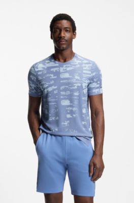 Active Slim-fit T-shirt with jacquard pattern, Light Blue
