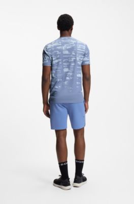 Active T-shirt slim fit con motivo jacquard, Celeste