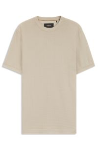 Mercerised-cotton T-shirt with basket weave, Beige