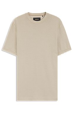 Mercerised-cotton T-shirt with basket weave