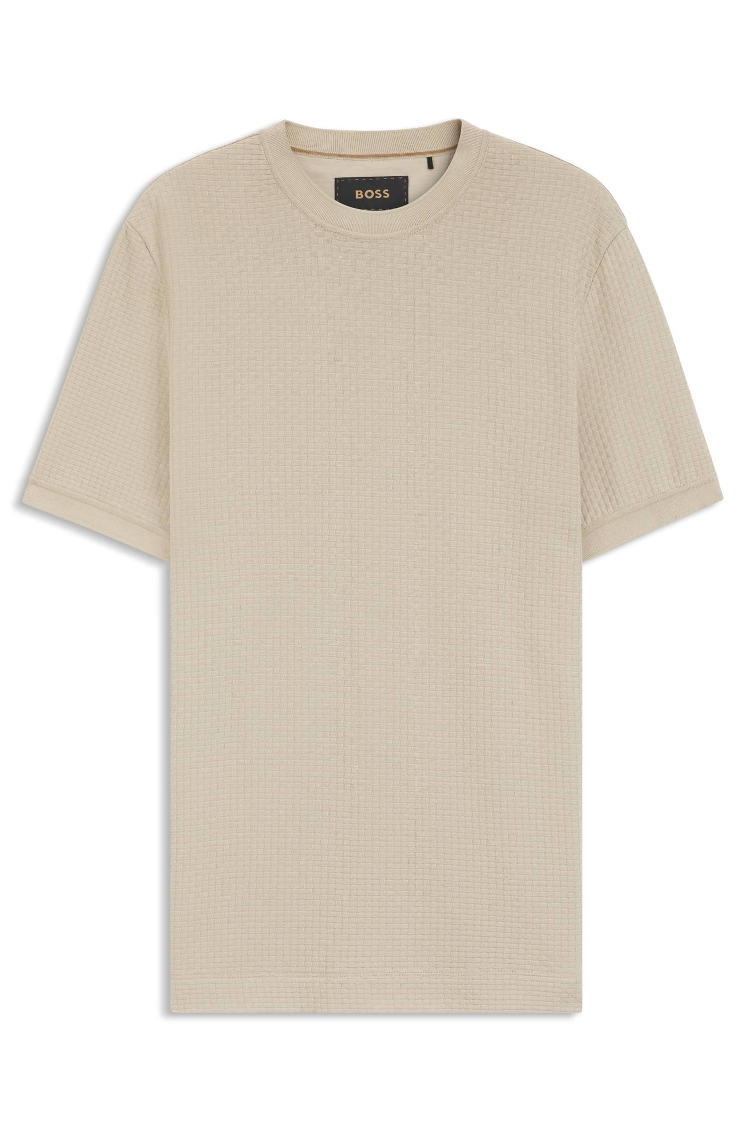 Boss Mercerised-cotton T-shirt with basket weave herr – bild 4