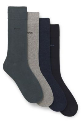 Four-pack of regular-length socks with logos, Black / Grey / Blue