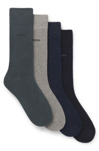 Five-pack of regular-length socks with logos, Black / Grey / Blue