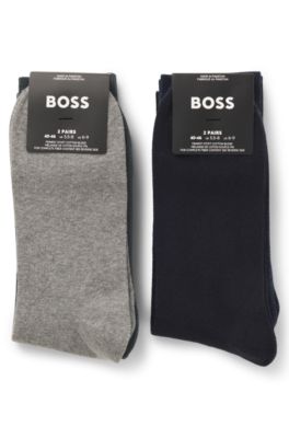 Four-pack of regular-length socks with logos, Black / Grey / Blue