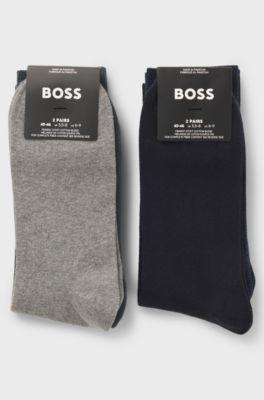 Four-pack of regular-length socks with logos, Black / Grey / Blue
