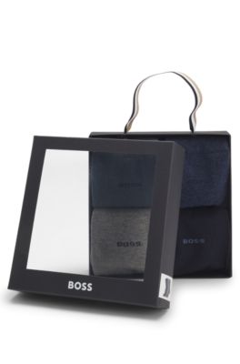 Four-pack of regular-length socks with logos, Black / Grey / Blue