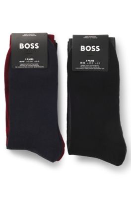 Four-pack of regular-length socks with logos, Red / Grey / Blue / Black