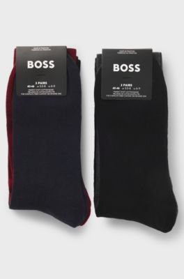 Four-pack of regular-length socks with logos, Red / Grey / Blue / Black