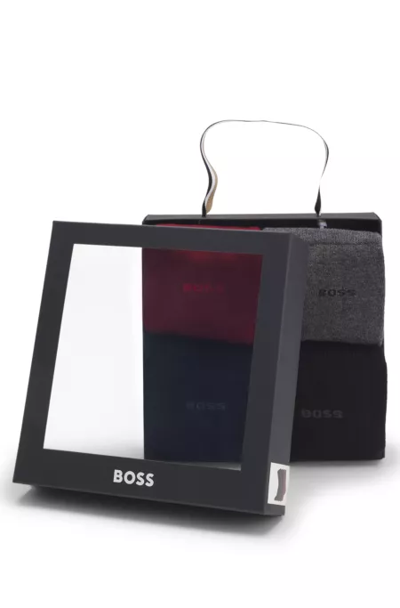 Four-pack of regular-length socks with logos