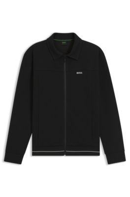 BOSS - Cotton-blend sweatshirt with embroidered logo - Black