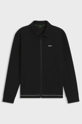 Sweatshirt van een katoenmix met logostiksel, Zwart