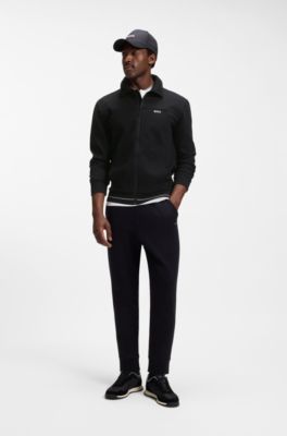 Sweatshirt van een katoenmix met logostiksel, Zwart
