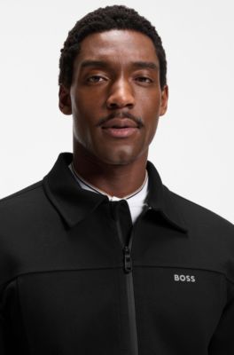 Cotton-blend sweatshirt with embroidered logo, Black