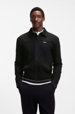 Cotton-blend sweatshirt with embroidered logo, Black