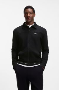 Cotton-blend sweatshirt with embroidered logo, Black