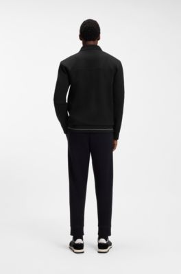 Cotton-blend sweatshirt with embroidered logo, Black
